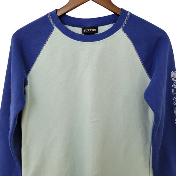 Burton Moonridge Crewneck Fleece Sweatshirt Womens Sz S Blue Graphic Sleeve - Picture 3 of 5